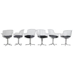 Set of Six Lucite and Chrome Chairs by Leon Rosen for Pace Collection
