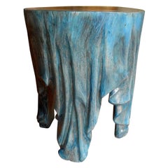 Vintage Organic Modern Carved Wood Draped Table