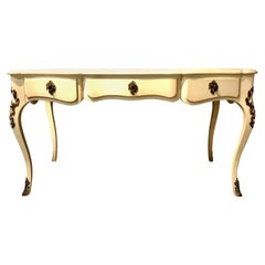 Lauren Hollywood Regency Style Parchment Desk Louis XV Style