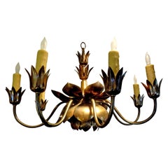 Vintage Mid-Century Brass Lotus Chandelier by Feldman Lighting Co