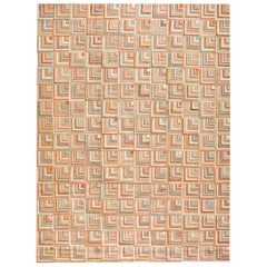 Contemporary Handmade Cotton Hooked Rug with Jute Highlights 5' x 8' 