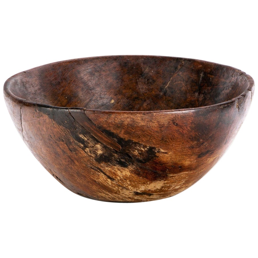 Large Antique Handled Wood Dough Bowl For Sale at 1stDibs