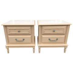 Pair of Faux Bamboo Nightstands in the Style of Henry Link