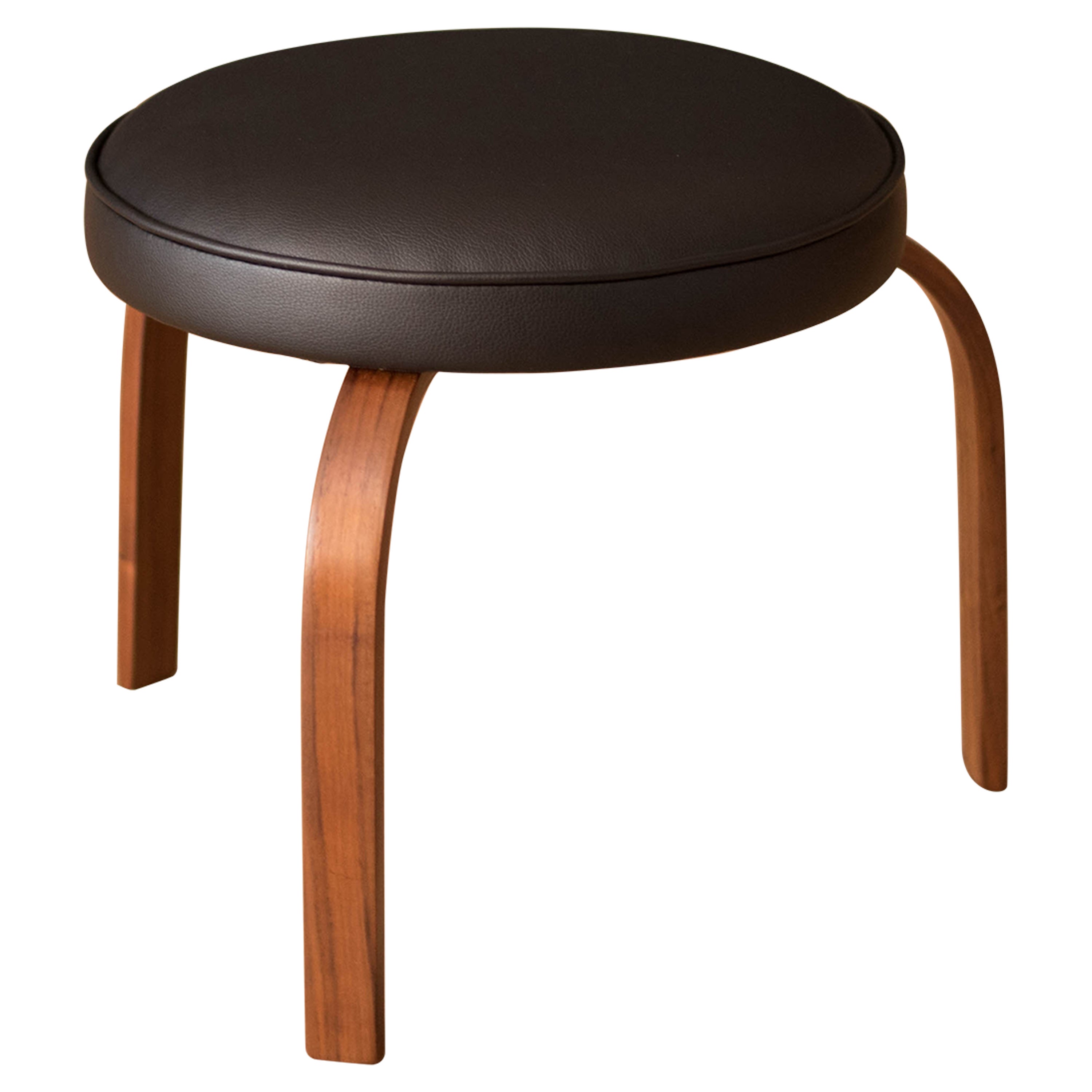 Danish Mid Century Modern Teak and Suede 3 Legged Stool Ottoman at 1stDibs
