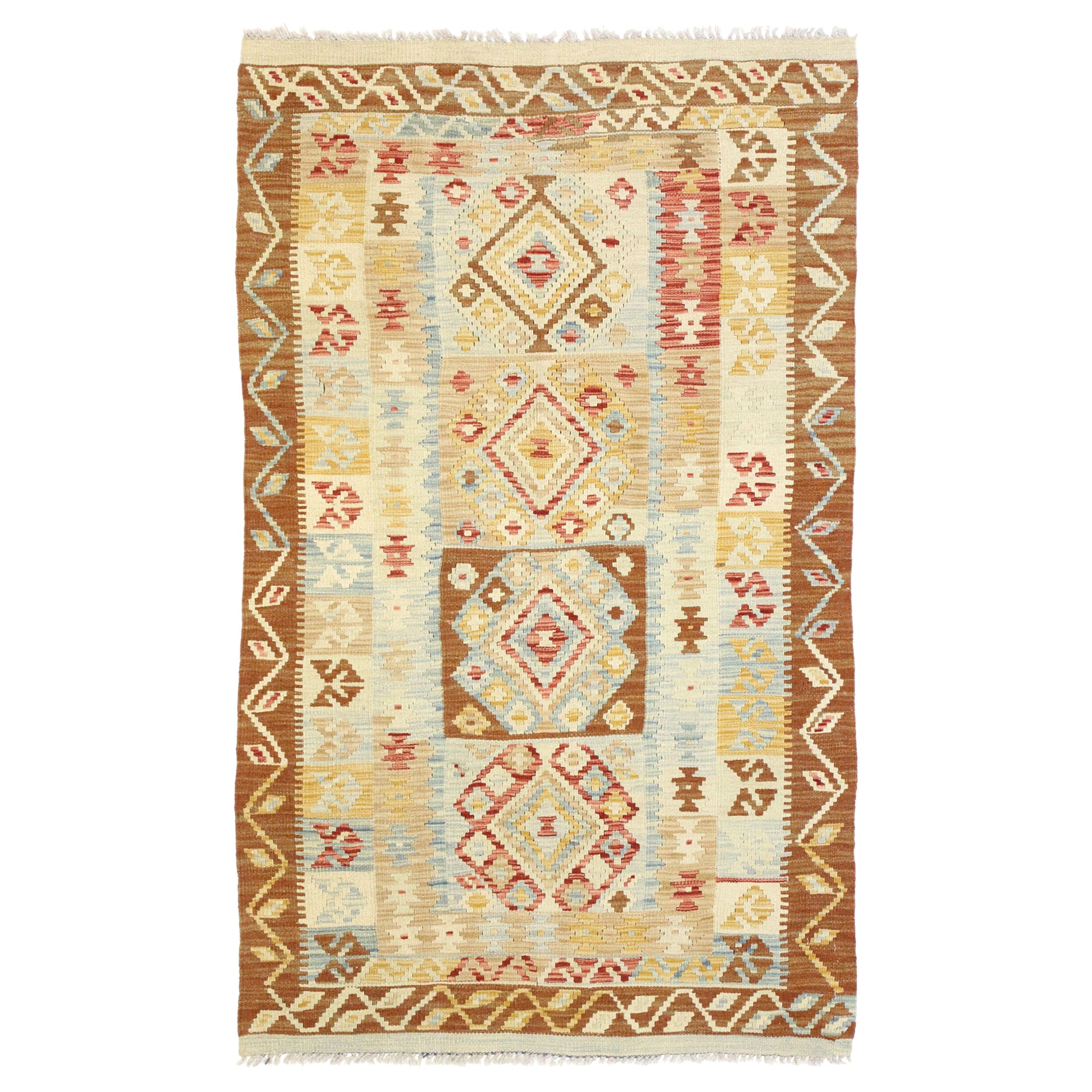 Distressed Antique Afghan Nomadic Tribal Rug with Pacific Northwest