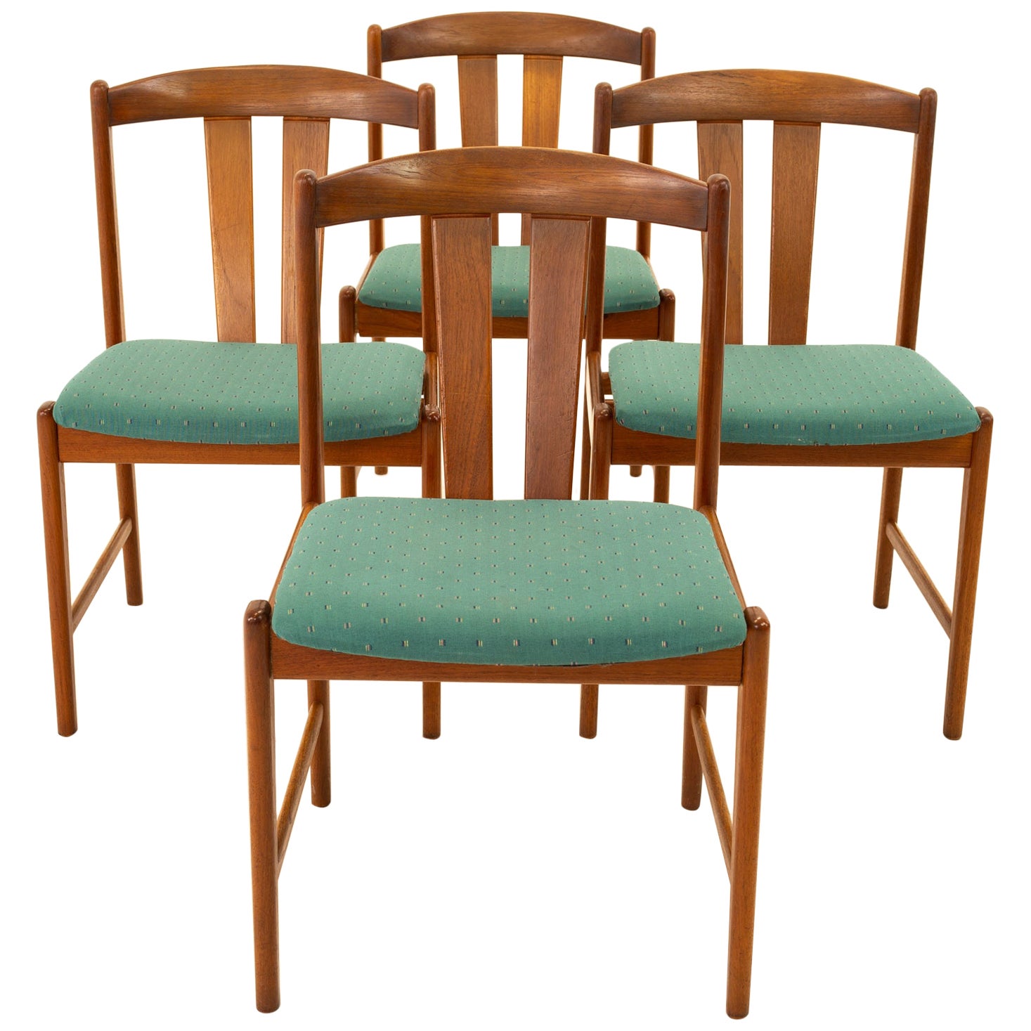 Set of Six MidCentury Upholstered Teak Dining Chairs at 1stDibs
