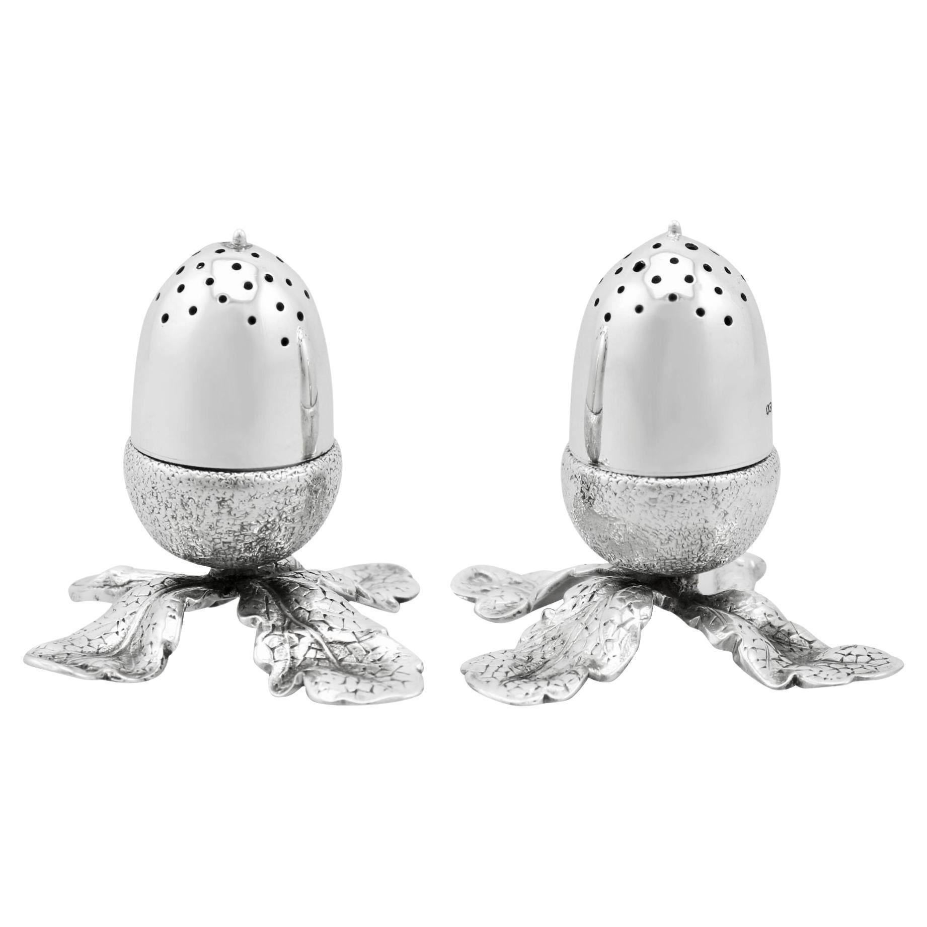 Antique Victorian Sterling Silver Acorn Peppers by Alexander Crichton For Sale