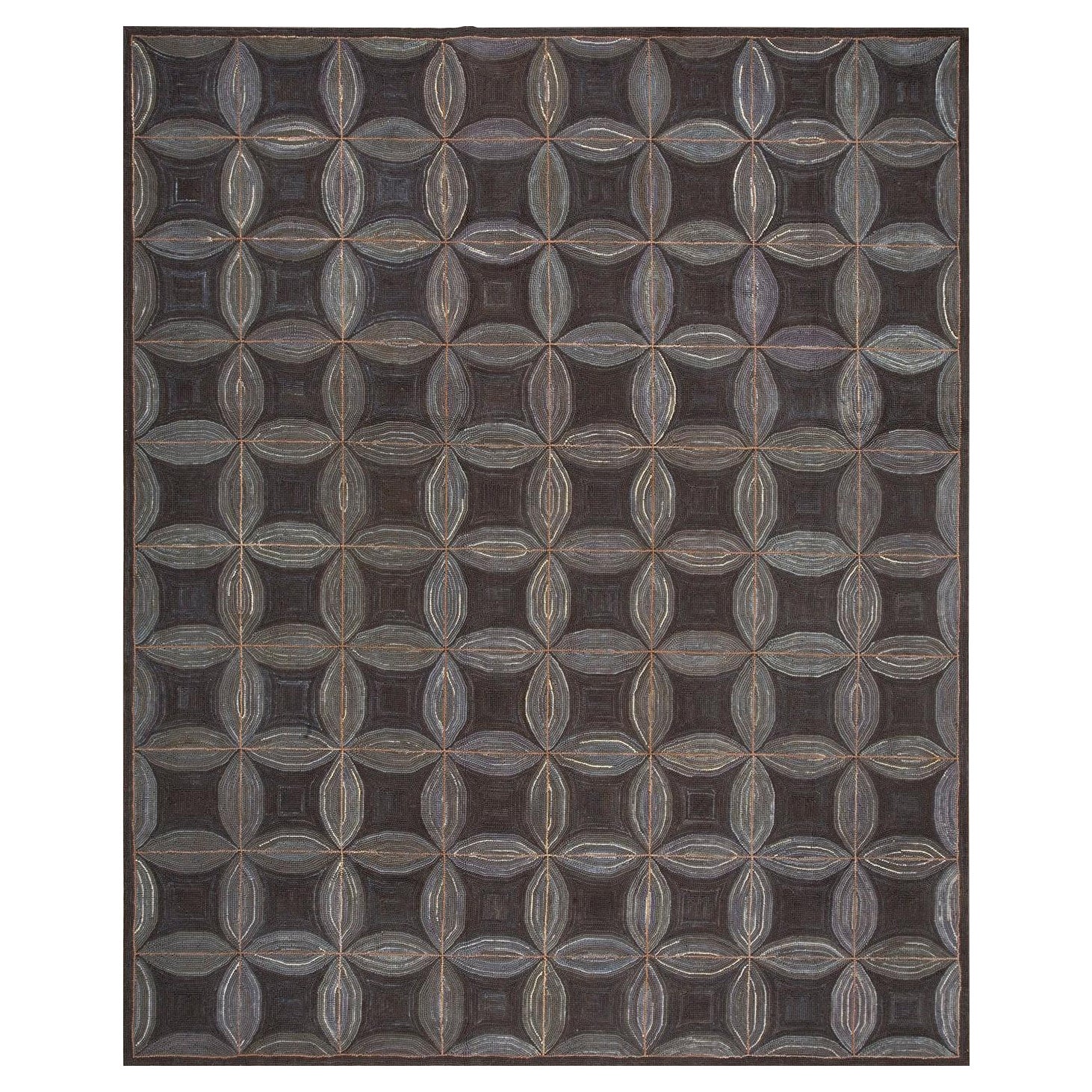 Contemporary American Hooked Rug 9' 0" x 12' 0" (274 x 366 cm) For Sale