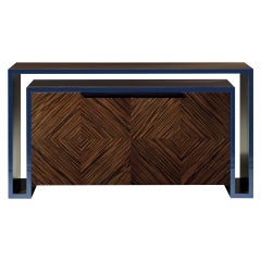 Duplo U Contemporary and Customizable Sideboard in Pearl-Night-Blue