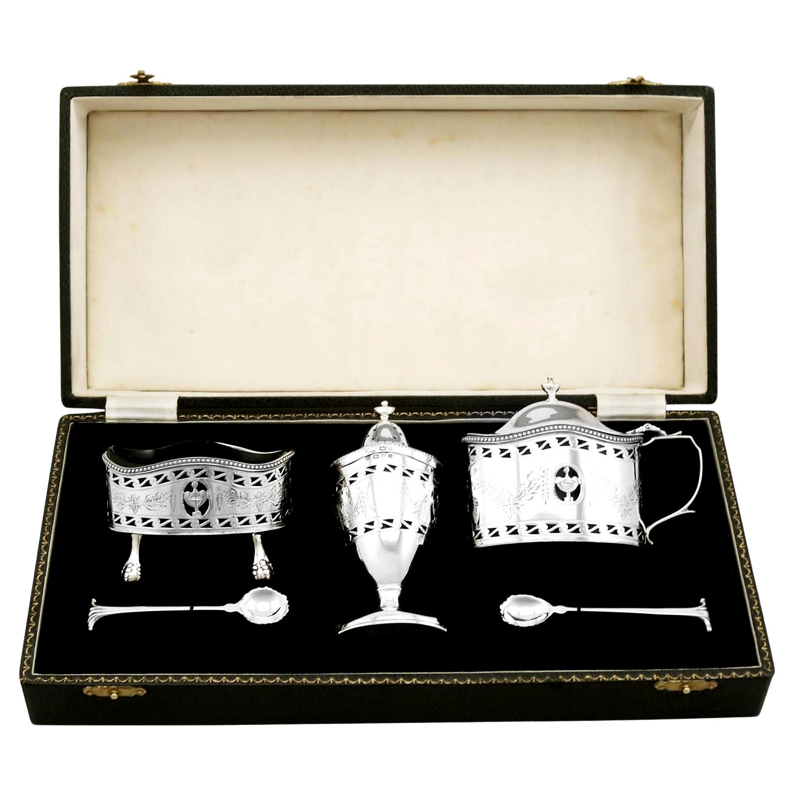 1970s Sterling Silver Condiment Set For Sale