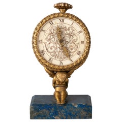 Used Bronze and Lapis Lazuli Figural Table Clock, E.F. Caldwell, Circa 1900
