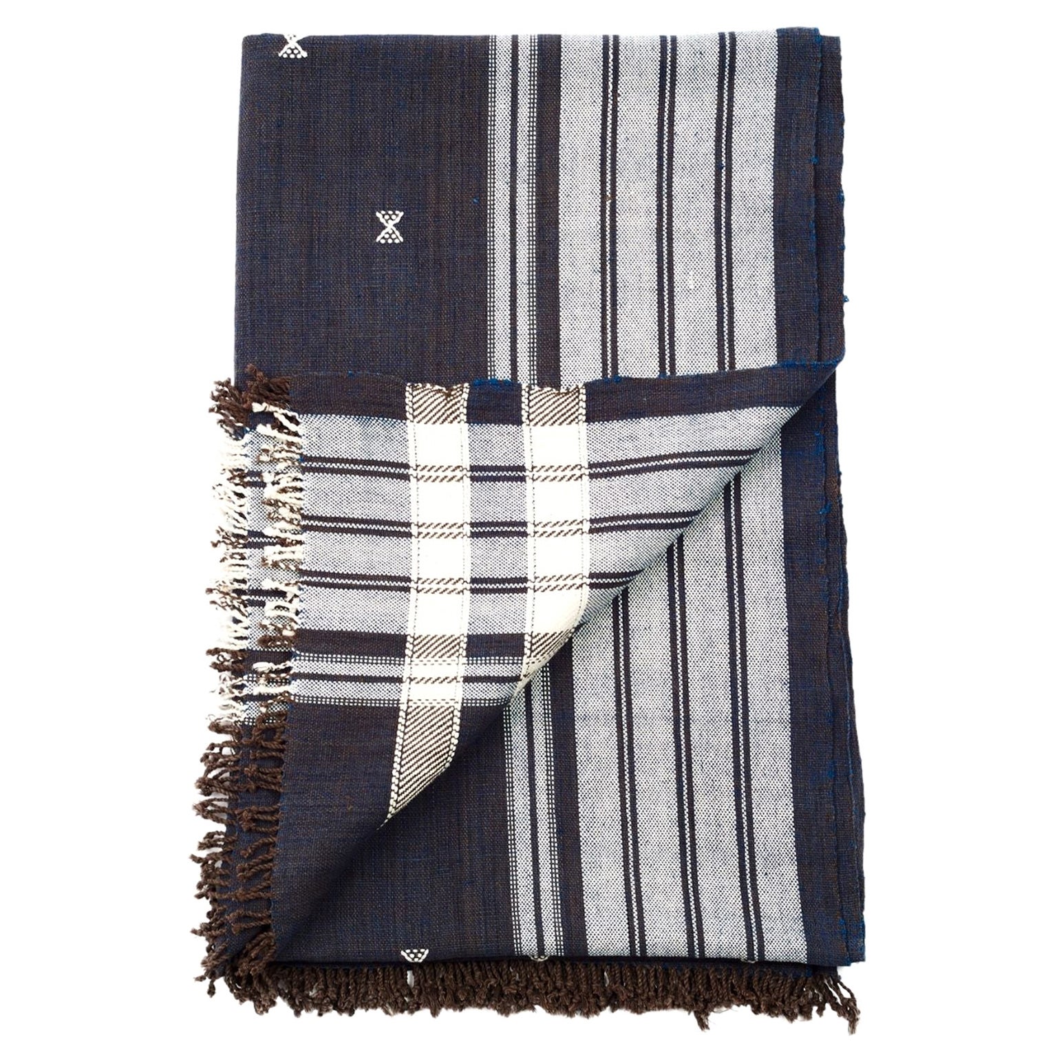 REYTI Handloom Throw / Blanket In Organic Cotton With Minimal Patterns