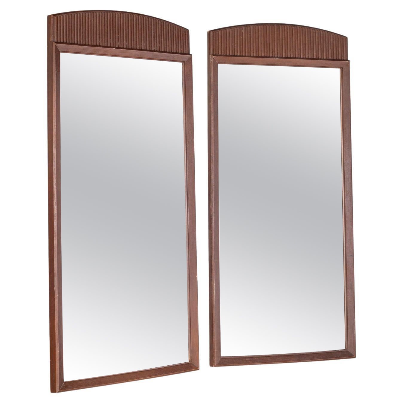 Lane First Edition Mid-Century Walnut Mirror, a Pair