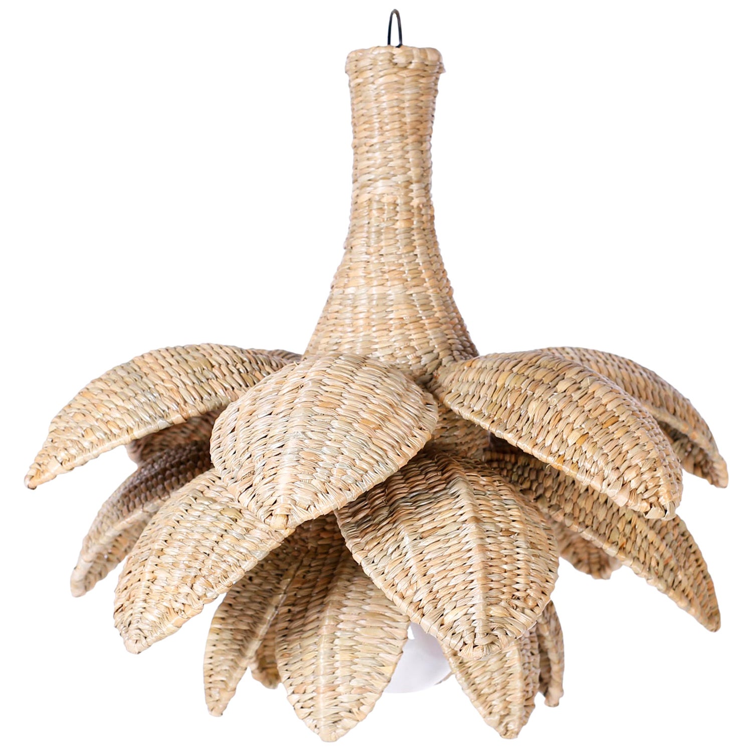 Large Wicker Palm Leaf Chandelier For Sale at 1stDibs