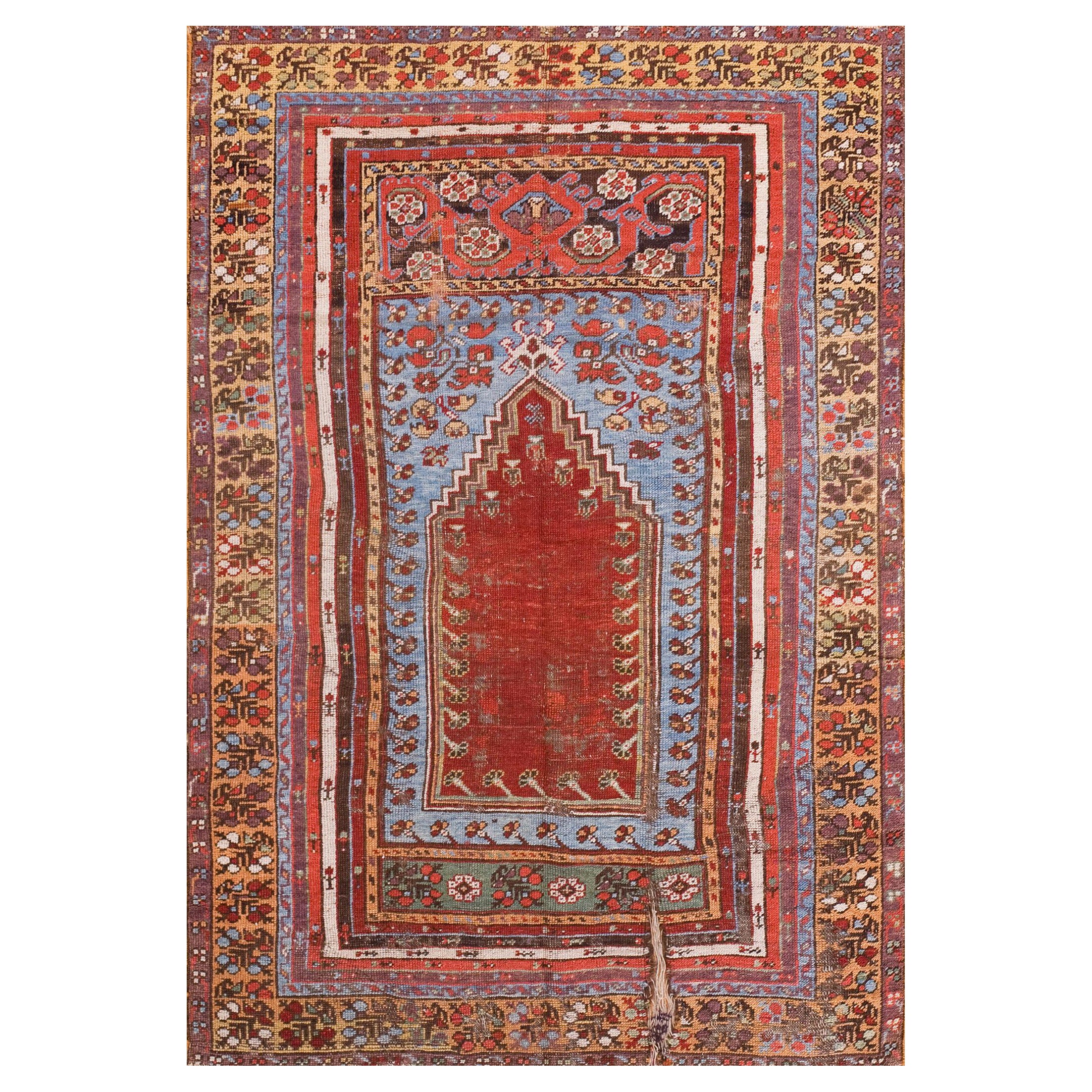 Mid 19th Century Turkish Kirshehir Prayer Rug ( 3'8" x 5'3" - 112 x 160 cm ) For Sale