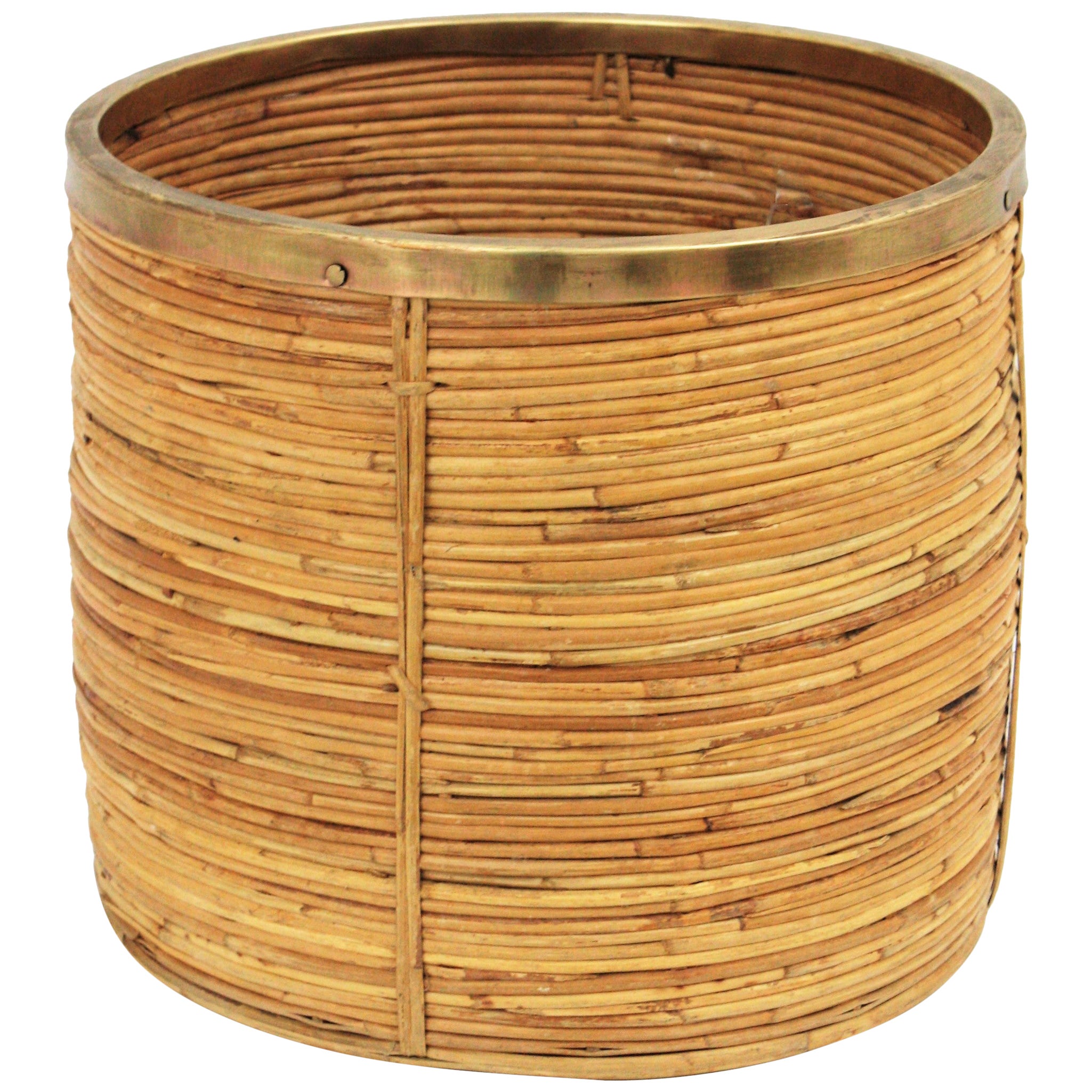 Vintage Monumental Round Willow Planter/Basket at 1stDibs