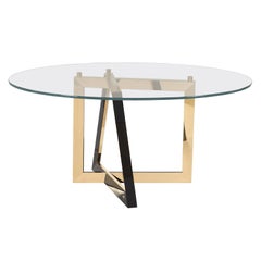 Modern Olisippo Dining Table, Glass Brass, Handmade in Portugal by Greenapple