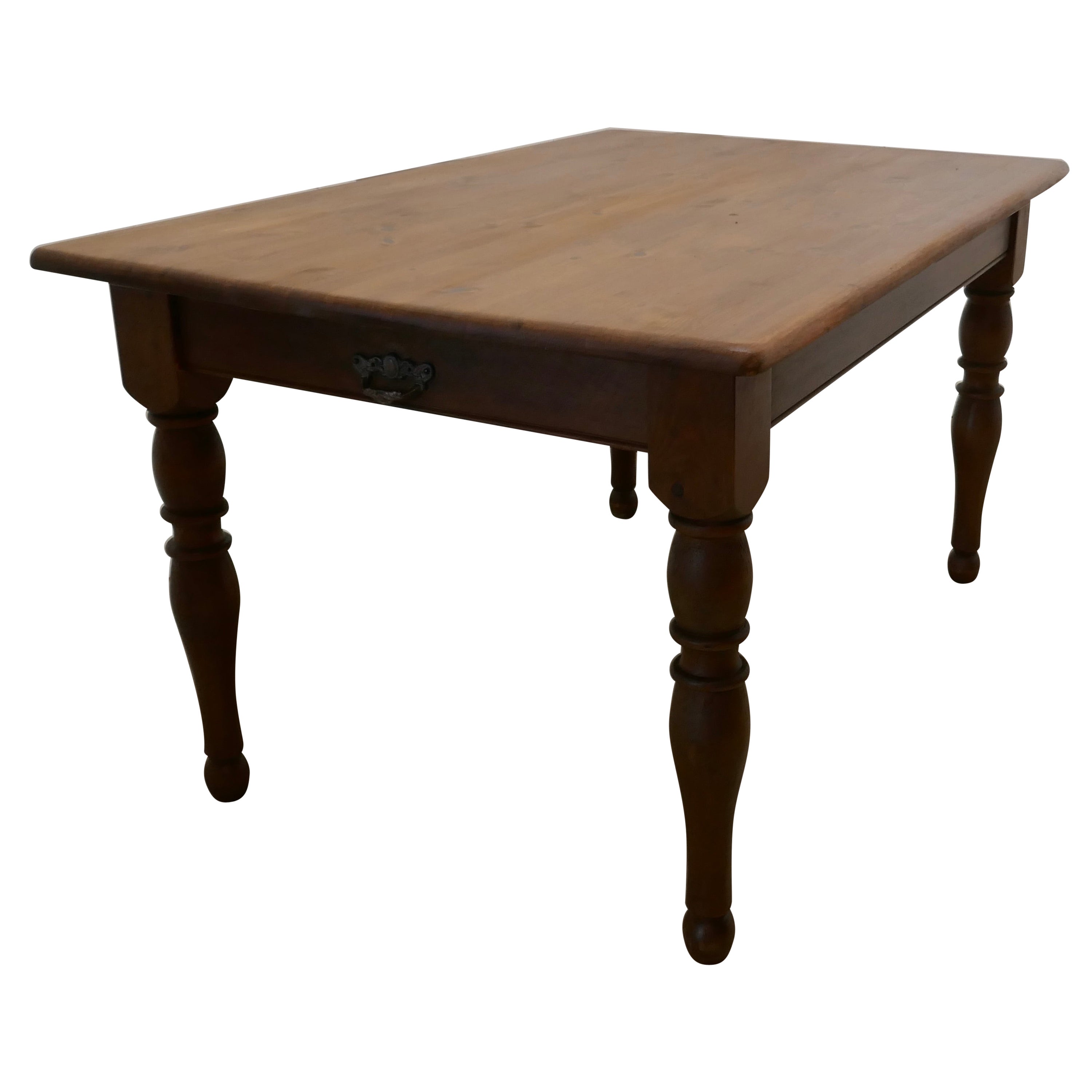 Sturdy Rustic Pine Farmhouse Table at 1stDibs