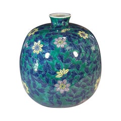 Zeitgenössische japanische grüne-blaue Porzellanvase von Meisterkünstler, 4