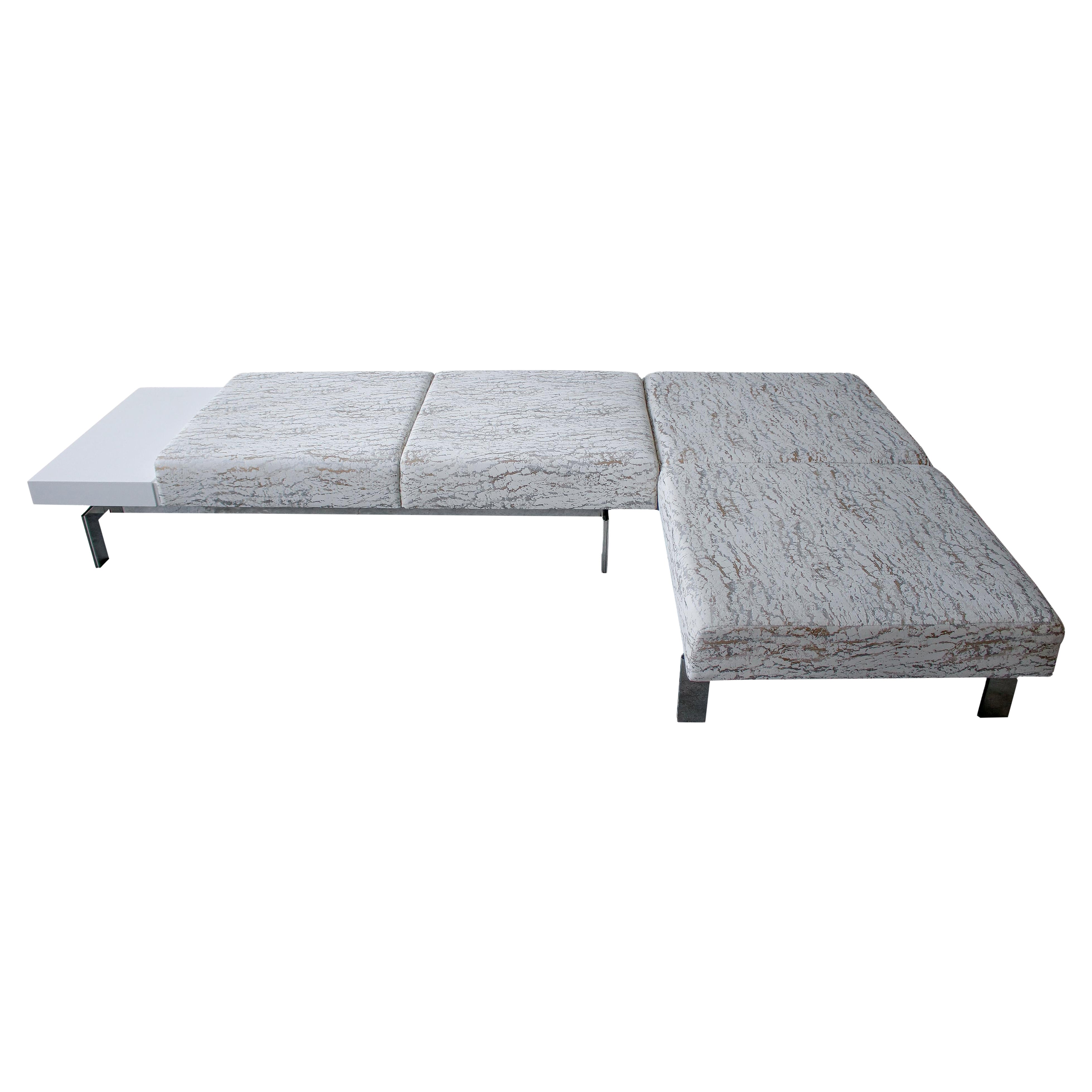 Pair of Modern Chrome Stainless Steel Benches