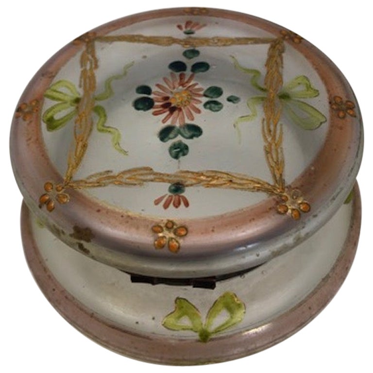 French Art Nouveau Enameled Glass Trinket or Jewelry Box by Legras 