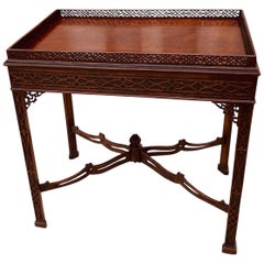 Chinese Chippendale Style Carved Mahogany Silver Table