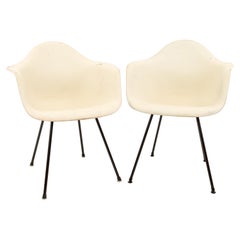 Eames for Herman Miller Mid Century Molded Plastic X-Base Shell Chairs, Pair