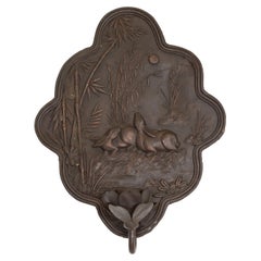 Vintage Bronze Rabbit Candle Sconce with Polyfoil Bamboo Design, Wall Decor