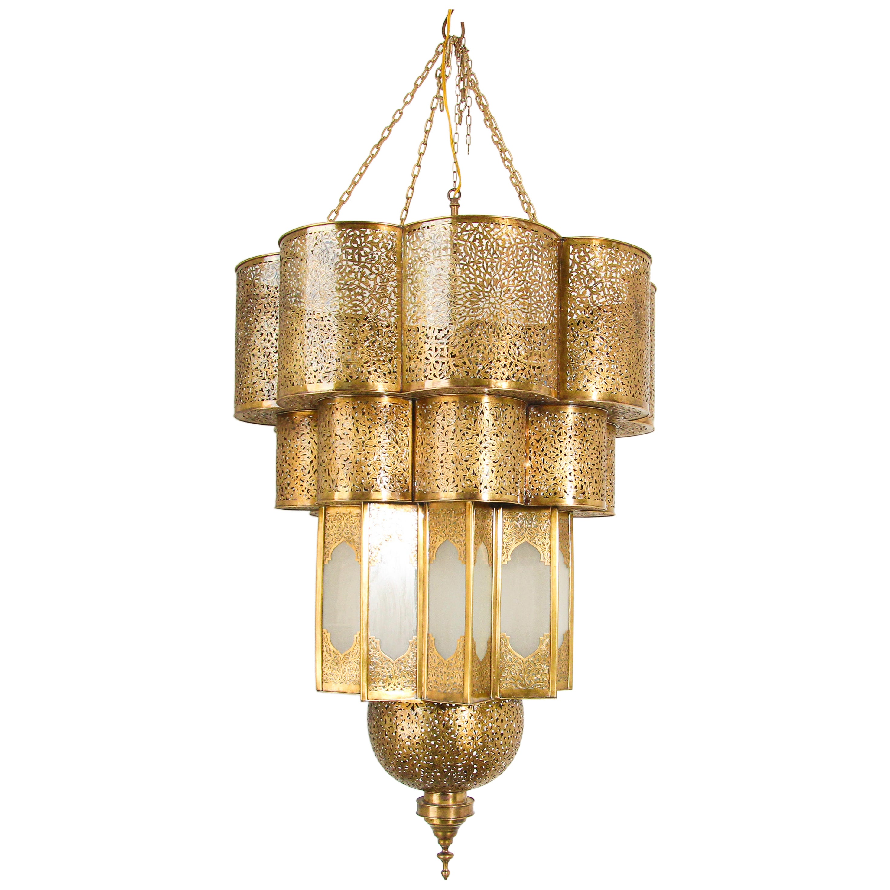 Pasha Moroccan Moorish Brass Chandelier at 1stDibs