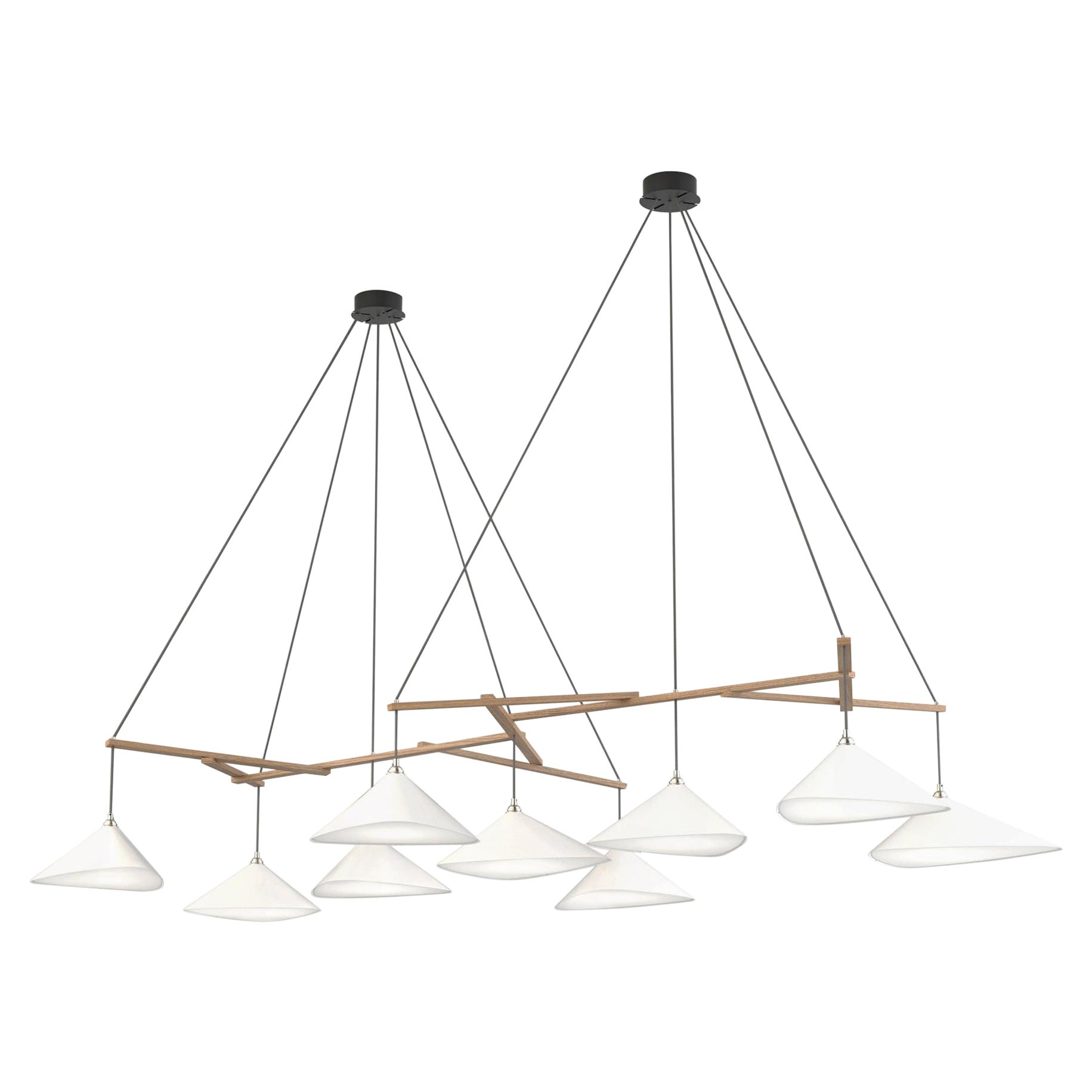 Monumental Daniel Becker Emily 9 Chandelier in Matte White/Oak for Moss Objects