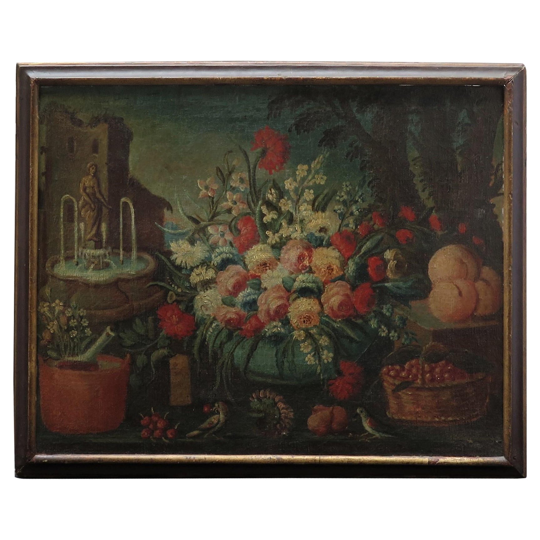 Peinture à l'huile sur toile d'un ensemble floral