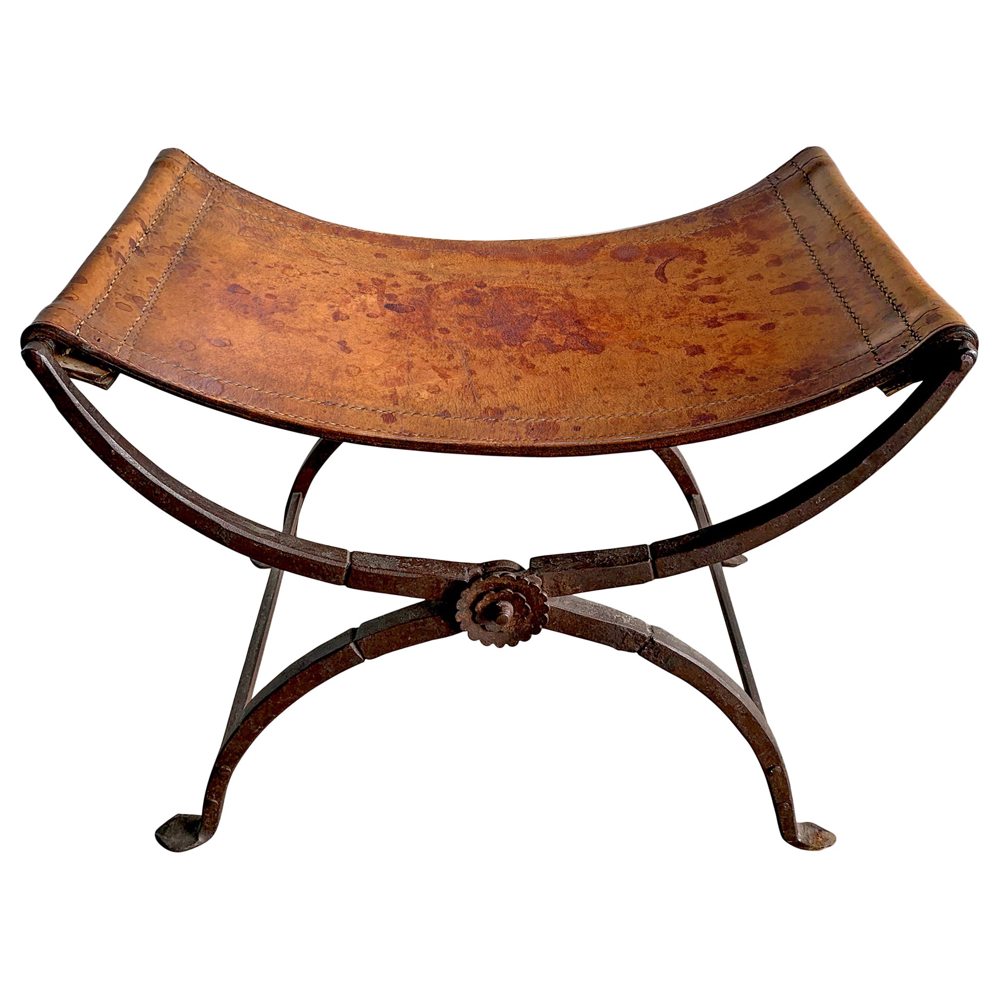 Pair of Early 20th Century Italian Leather Stools at 1stDibs