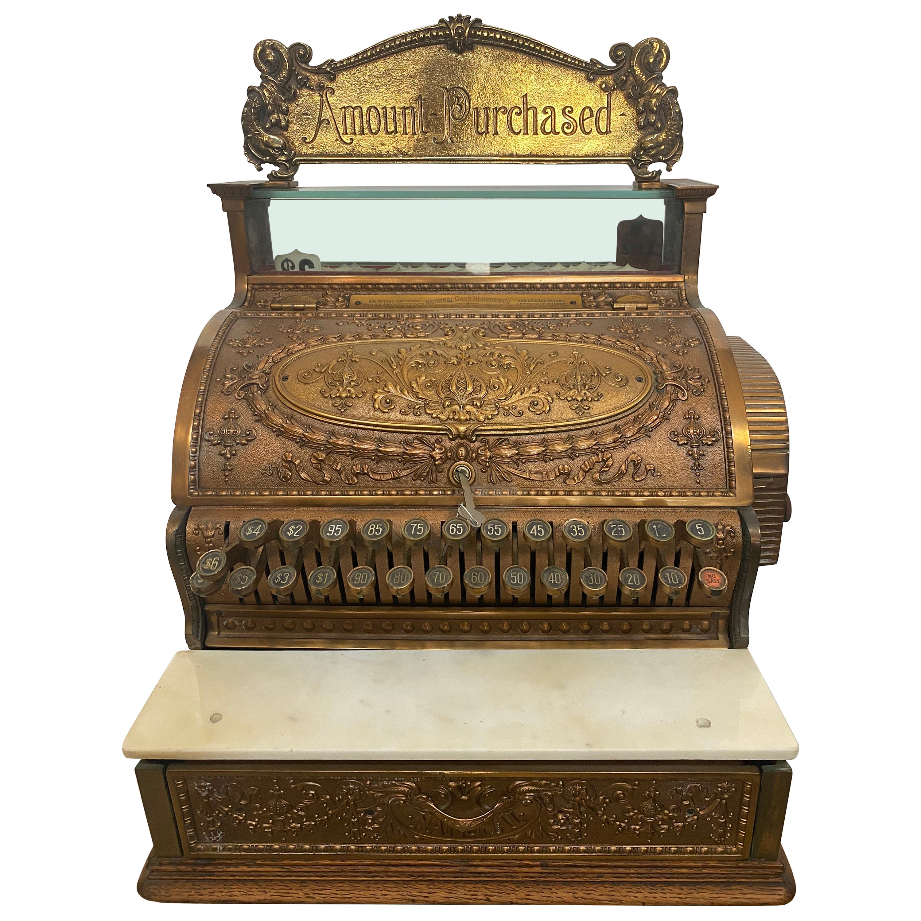 Antique 1914 Model 333 NCR National Cash Register Ornate Embossed Brass
