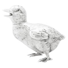 Antique Victorian English Sterling Silver Duckling Pepperette