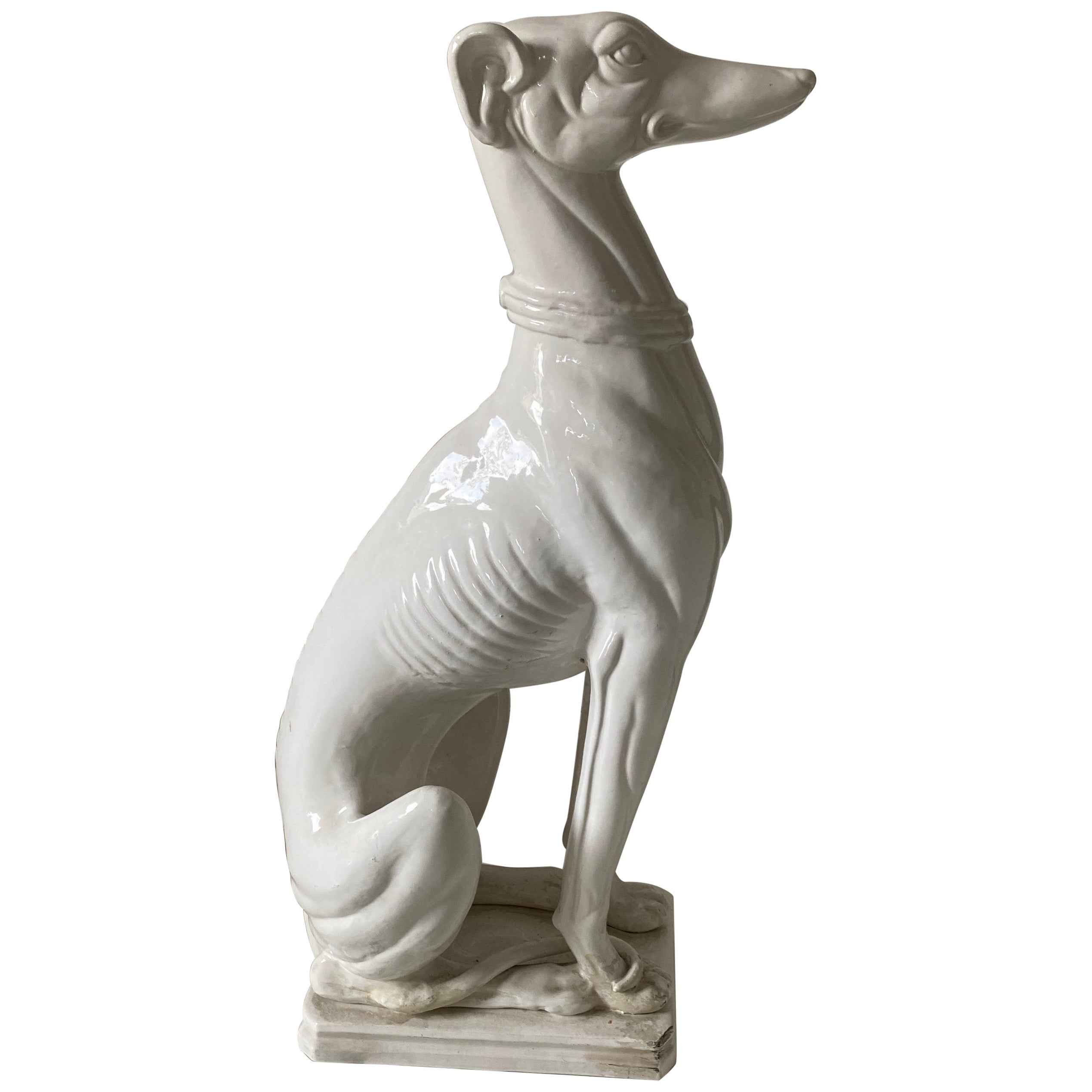 ‎LifeSize Italian Whippet Greyhound Majolica Dog Statue Figurine