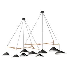 Monumental Daniel Becker Emily 9 Chandelier in Glossy Black/Oak for Moss Objects
