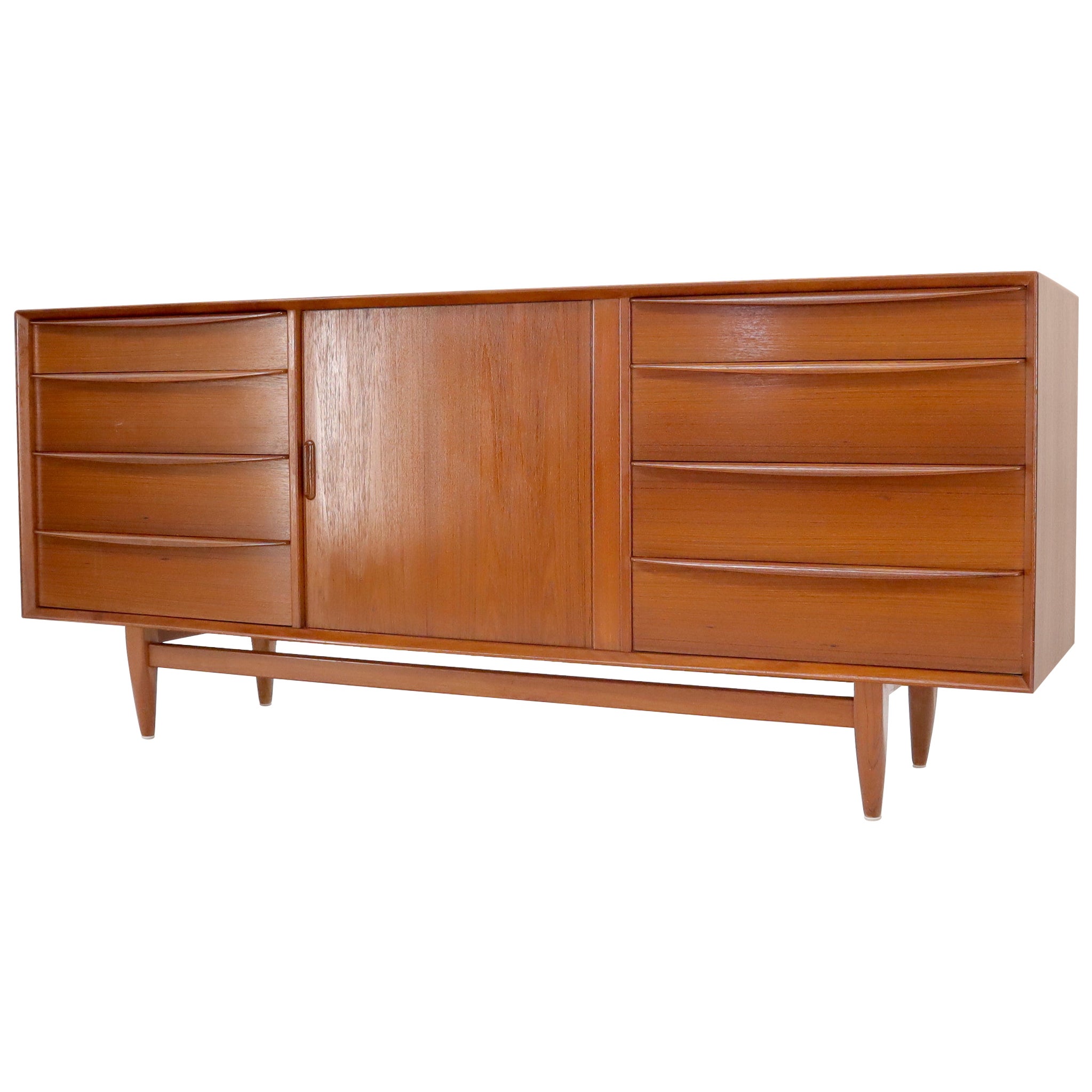 MidCentury Danish Modern Solid Oiled Walnut Credenza with Sliding