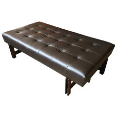 1960s Leather and Rosewood Bench by Ico Parisi