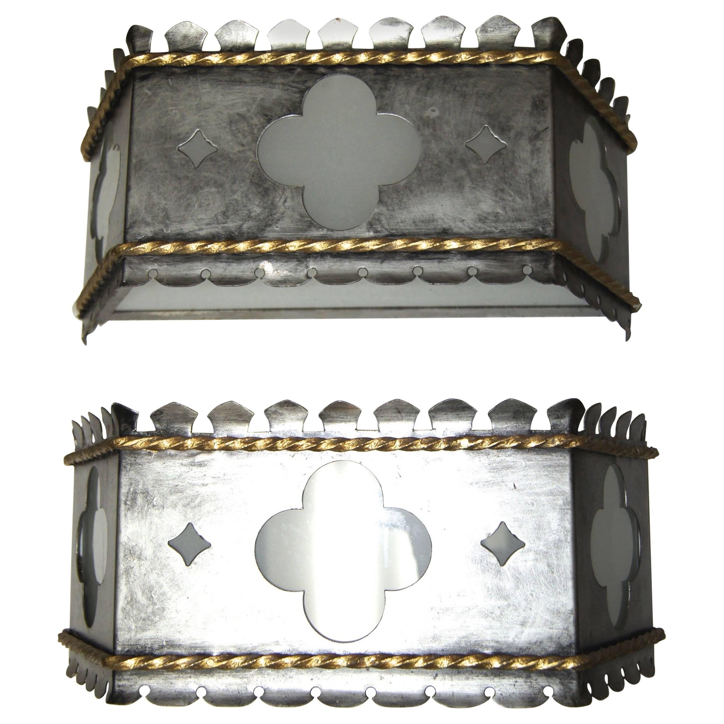 Set of 8 Iron Sconces For Sale