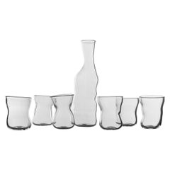 Contemporáneo Soplado a Mano "Storti Set" Vasos Botella Agua Diaria Forma Orgánica