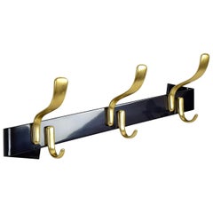 Retro Black Painted Metal & Golden Anodized Aluminum 1950s Coat Rack