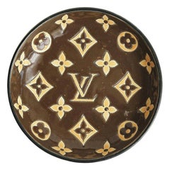 Louis Vuitton Logo Enameled Glazed Porcelain Bowl by Longwy Mid-Century Modern