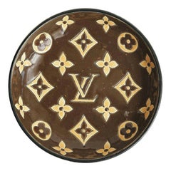 Vintage Longwy for Louis Vuitton Logo Enameled Glazed Porcelain Bowl Mid-Century Modern