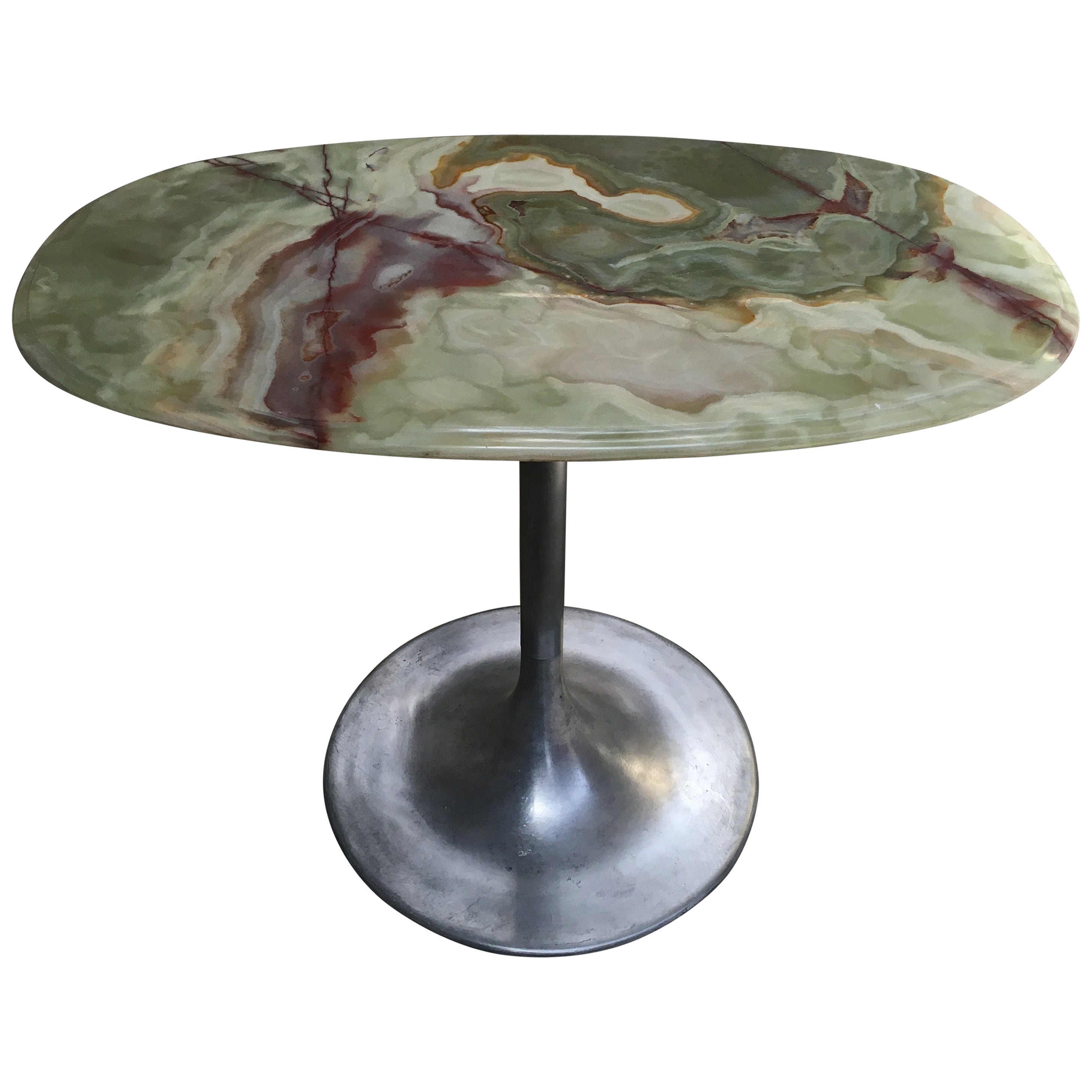 Italian MidCentury Onyx and Rosewood Side Table For Sale at 1stDibs
