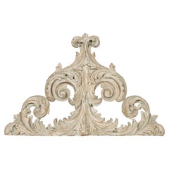 Italian Rococo Style 19th Century Painted Fragment with Carved Acanthus Leaves