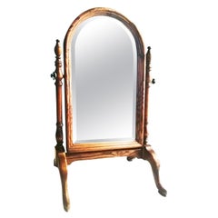 Vaniity Dressing Table Mirror or Shoe Mirror Oak Wood Swing Early 20th Century