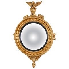 Englischer Regency-Stil Giltwood konvexer Girandole-Spiegel
