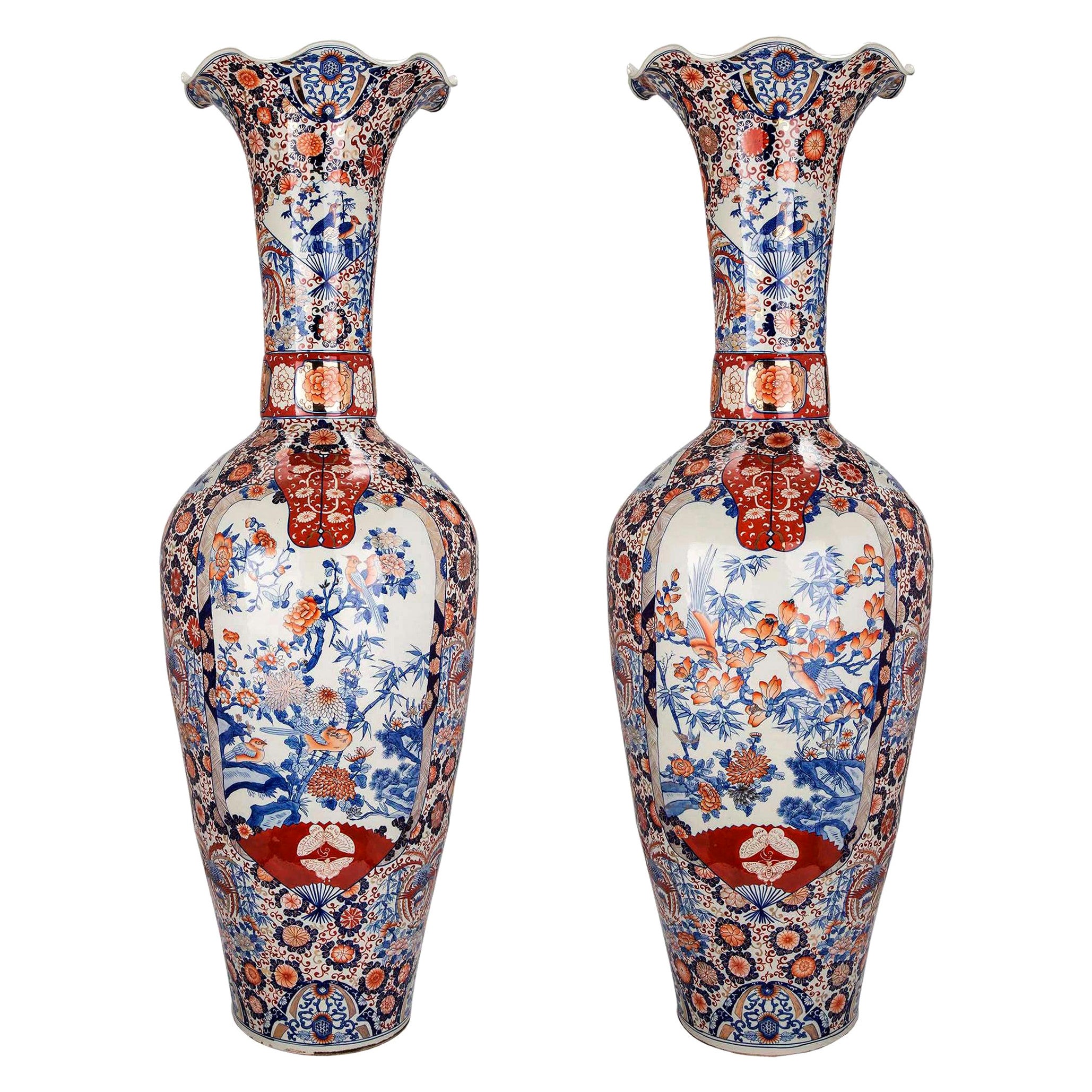 Pair of 19th Century Imari Vases For Sale