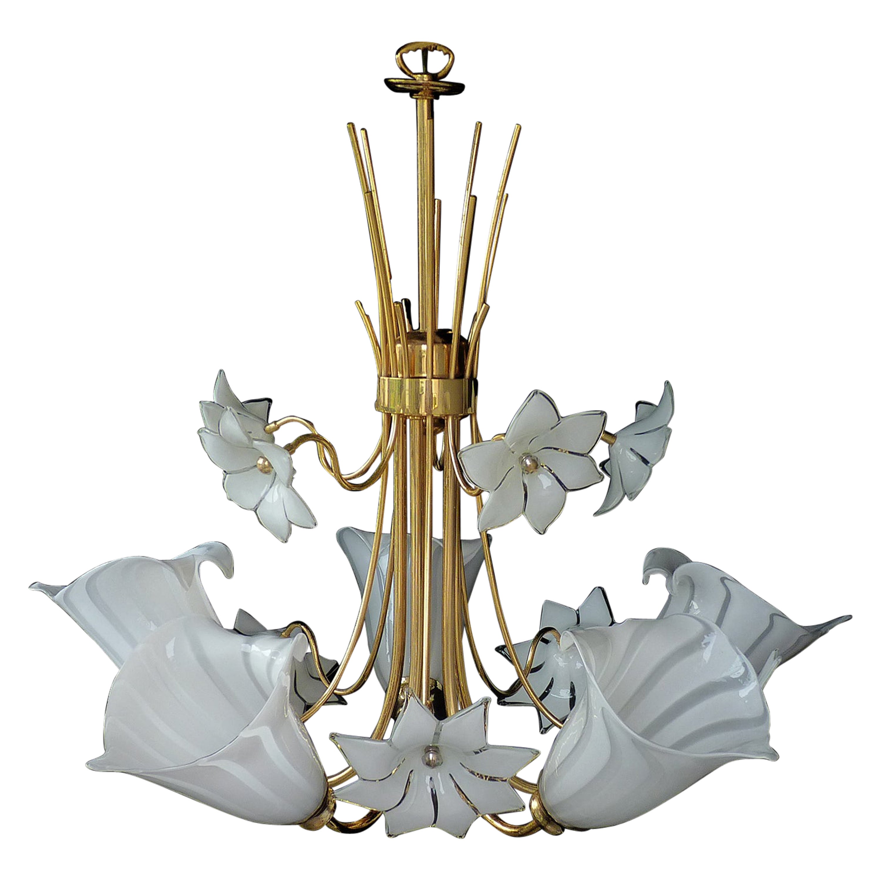 Beautiful Murano Calla Lily Chandelier by Franco Luce For Sale at 1stDibs
