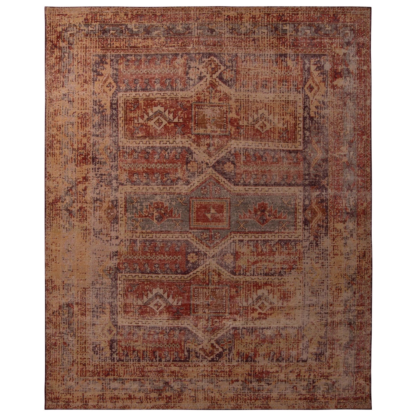17thCentury Oushak Style Geometric Red Beige and Blue Wool Rug by Rug